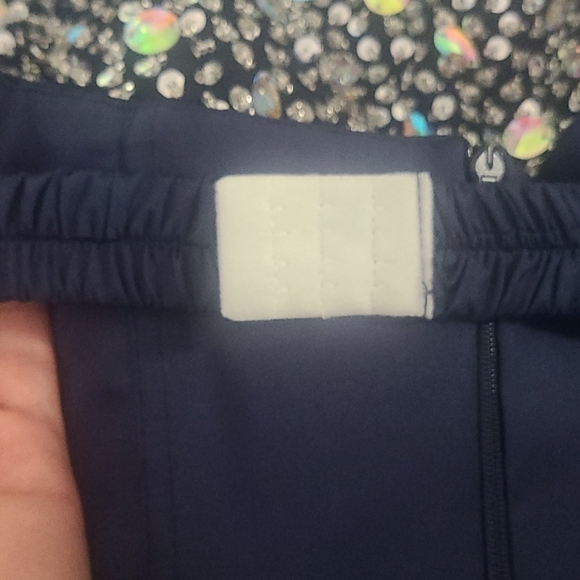 NWT Embellished‎ Strapless Asymmetrical Dress Navy Blue Sz 16 - Picture 9 of 9